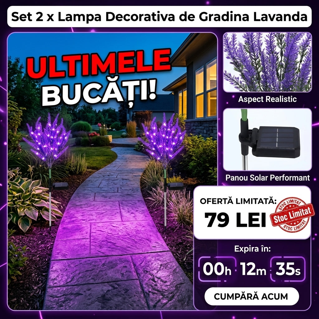 Lámpara Decorativa de Jardín de Lavanda con Energía Solar Autogenerada